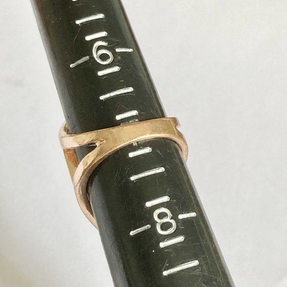 Rose Gold Cubic Zirconia Cocktail Ring Boho Art Deco Size 7 Plated Statement - Picture 5 of 12